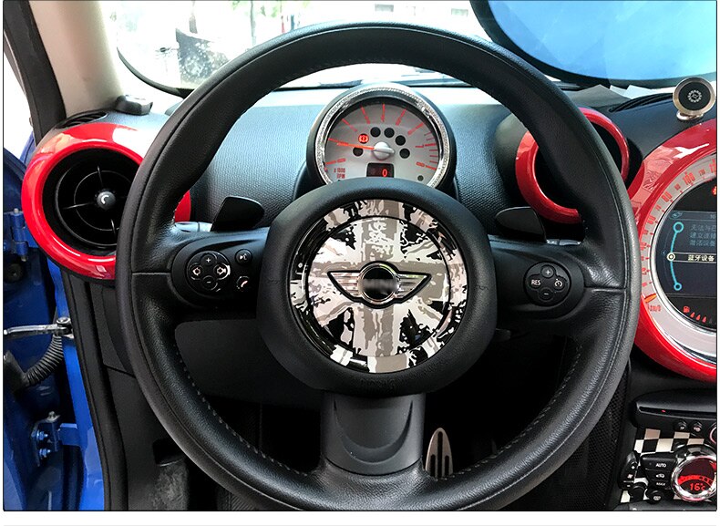 Car Sticker Steering Wheel Center 3D Dedicated For Mini Cooper R55 R56 R60 R61 F55 F56 F60 Countryman Accessories car interior