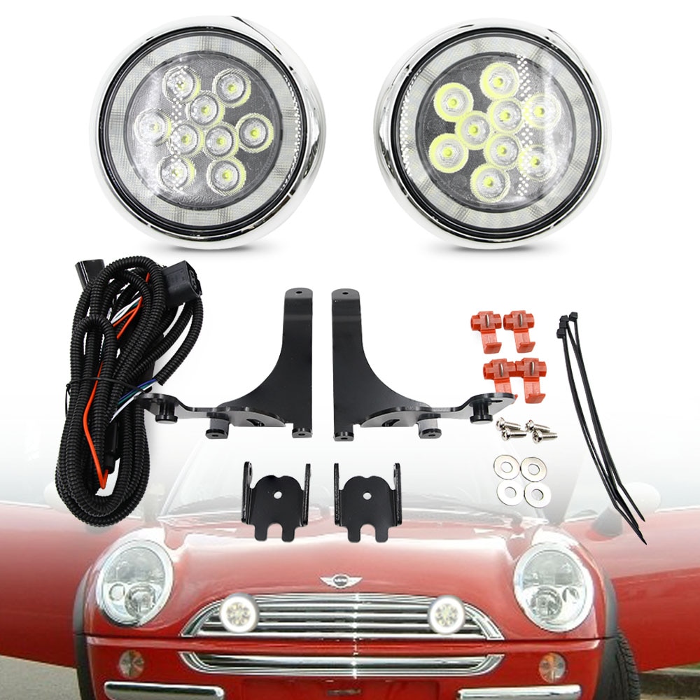 Mini Cooper LED MINI Spot Lights DRL Round Daytime Running Lamps x2 Fits R50 R52 R53 2001-2006